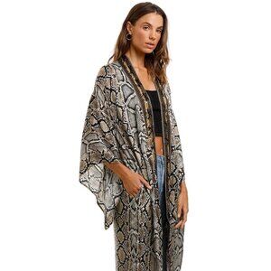 Camilla Kakadu Boo Python Print Silk Kimono Coat M NWOT